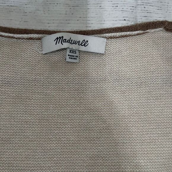 Madewell Kimball Pullover Sweater Colorblock Neutral Brown Wool Alpaca sz XXS - Picture 4 of 8